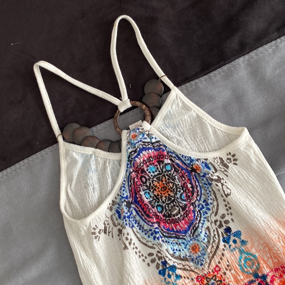 Boho multicolour camisole with wooden beads - Picture 5 of 16